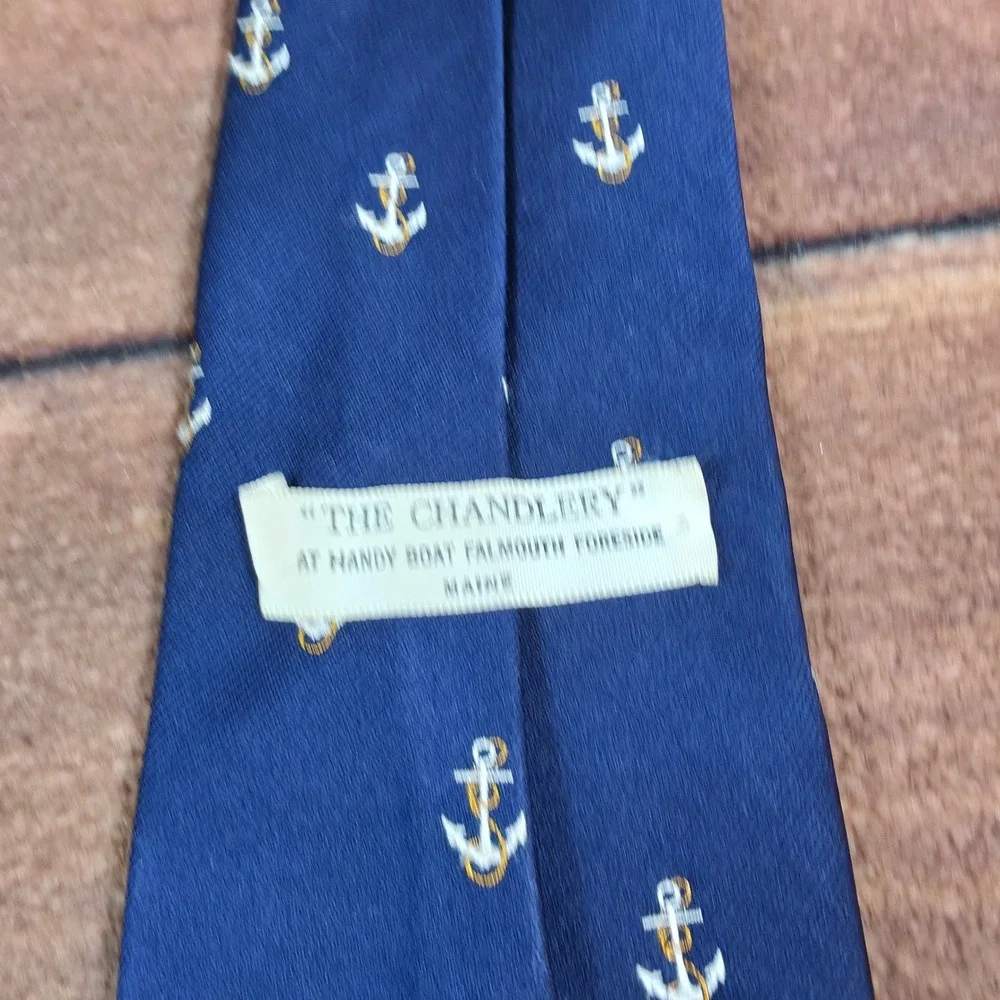 Resilio Necktie Mens One Size Navy Blue Good Nautical Anchor Print Silk Blend